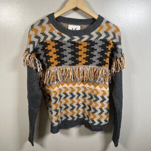 Banjo & Matilda Chevron Fringe Sweater Size XS Wool Cashmere Cozy Fall Winter